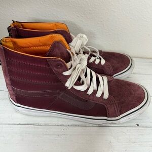 Vans Unisex Scotch-guard Burgundy and Orange High-Top Sneakers